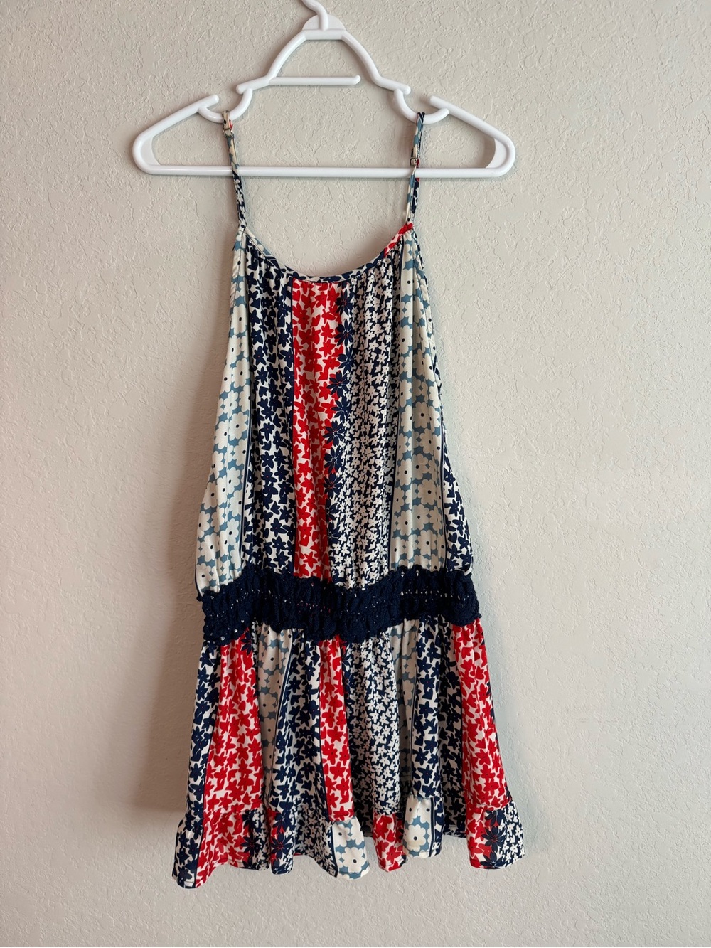 Vintage Havana Red White Blue Dress small